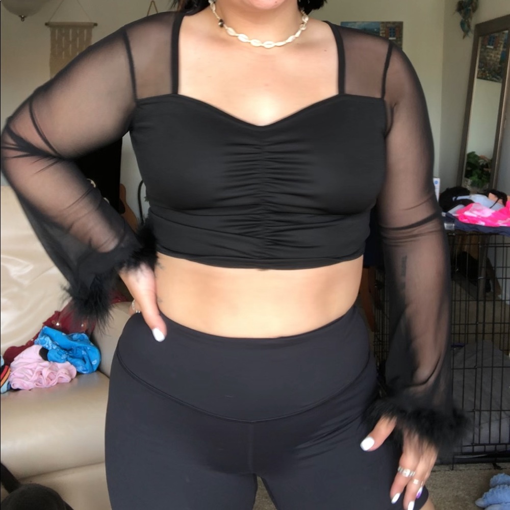 Feather detail Crop top